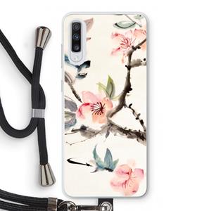 CaseCompany Japanse bloemen: Samsung Galaxy A70 Transparant Hoesje met koord