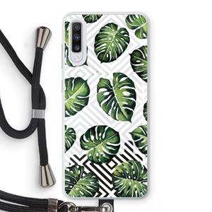 CaseCompany Geometrische jungle: Samsung Galaxy A70 Transparant Hoesje met koord