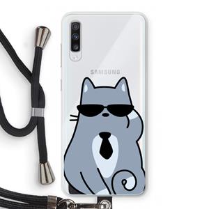 CaseCompany Cool cat: Samsung Galaxy A70 Transparant Hoesje met koord