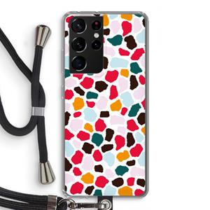 CaseCompany Colored Giraffe: Samsung Galaxy S21 Ultra Transparant Hoesje met koord