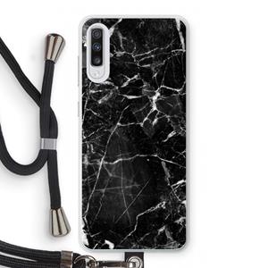 CaseCompany Zwart Marmer 2: Samsung Galaxy A70 Transparant Hoesje met koord