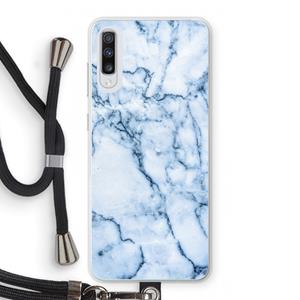 CaseCompany Blauw marmer: Samsung Galaxy A70 Transparant Hoesje met koord