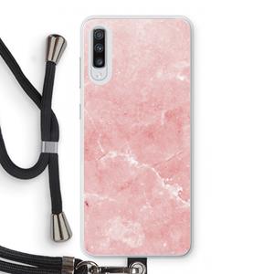 CaseCompany Roze marmer: Samsung Galaxy A70 Transparant Hoesje met koord