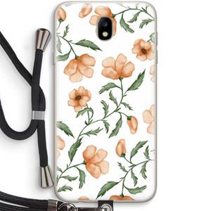 CaseCompany Peachy flowers: Samsung Galaxy J7 (2017) Transparant Hoesje met koord