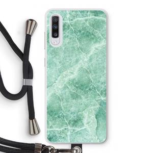 CaseCompany Groen marmer: Samsung Galaxy A70 Transparant Hoesje met koord