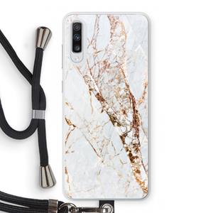 CaseCompany Goud marmer: Samsung Galaxy A70 Transparant Hoesje met koord