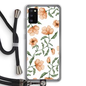 CaseCompany Peachy flowers: Samsung Galaxy A41 Transparant Hoesje met koord