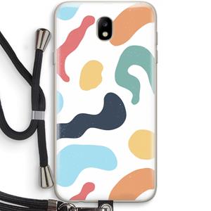 CaseCompany Memphis Shapes Blue: Samsung Galaxy J7 (2017) Transparant Hoesje met koord
