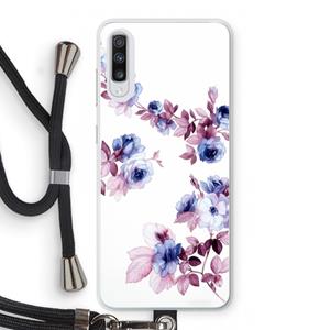 CaseCompany Waterverf bloemen: Samsung Galaxy A70 Transparant Hoesje met koord