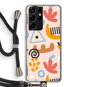 CaseCompany Abstract: Samsung Galaxy S21 Ultra Transparant Hoesje met koord