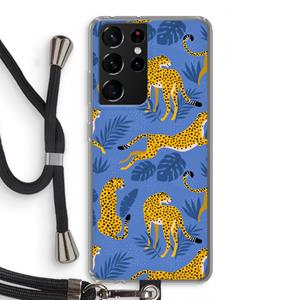 CaseCompany Luipaard: Samsung Galaxy S21 Ultra Transparant Hoesje met koord