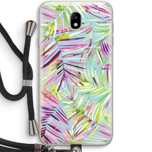 CaseCompany Tropical Palms Blue: Samsung Galaxy J7 (2017) Transparant Hoesje met koord