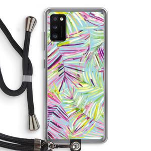CaseCompany Tropical Palms Blue: Samsung Galaxy A41 Transparant Hoesje met koord