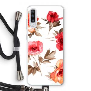 CaseCompany Roosjes: Samsung Galaxy A70 Transparant Hoesje met koord