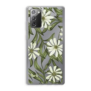 CaseCompany Wit bloemenpatroon: Samsung Galaxy Note 20 / Note 20 5G Transparant Hoesje