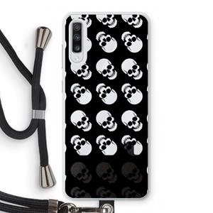 CaseCompany Musketon Skulls: Samsung Galaxy A70 Transparant Hoesje met koord