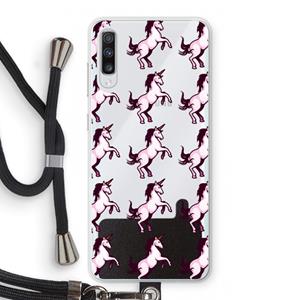 CaseCompany Musketon Unicorn: Samsung Galaxy A70 Transparant Hoesje met koord