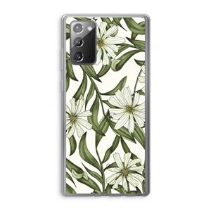 CaseCompany Wit bloemenpatroon: Samsung Galaxy Note 20 / Note 20 5G Transparant Hoesje