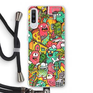 CaseCompany Vexx City: Samsung Galaxy A70 Transparant Hoesje met koord