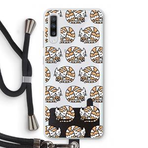 CaseCompany Slapende poes: Samsung Galaxy A70 Transparant Hoesje met koord