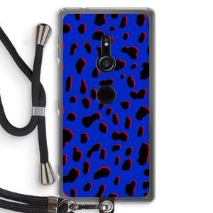 CaseCompany Blue Leopard: Sony Xperia XZ2 Transparant Hoesje met koord