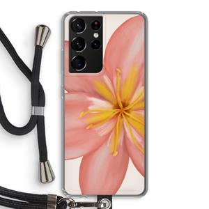 CaseCompany Pink Ellila Flower: Samsung Galaxy S21 Ultra Transparant Hoesje met koord