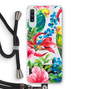 CaseCompany Papegaaien: Samsung Galaxy A70 Transparant Hoesje met koord
