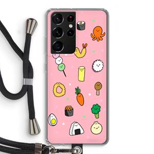 CaseCompany Happy bento friends: Samsung Galaxy S21 Ultra Transparant Hoesje met koord