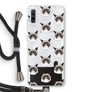 CaseCompany It's a Purrr Case: Samsung Galaxy A70 Transparant Hoesje met koord