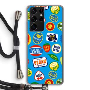 CaseCompany Fruitsticker: Samsung Galaxy S21 Ultra Transparant Hoesje met koord