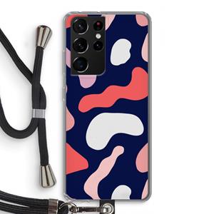 CaseCompany Memphis Shapes Pink: Samsung Galaxy S21 Ultra Transparant Hoesje met koord