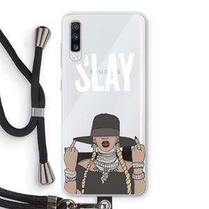 CaseCompany Slay All Day: Samsung Galaxy A70 Transparant Hoesje met koord