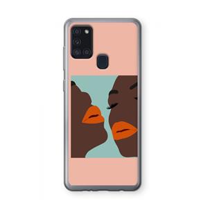 CaseCompany Orange lips: Samsung Galaxy A21s Transparant Hoesje