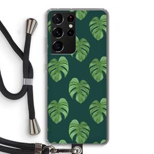 CaseCompany Monstera leaves: Samsung Galaxy S21 Ultra Transparant Hoesje met koord
