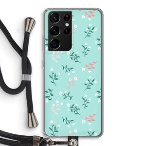 CaseCompany Small white flowers: Samsung Galaxy S21 Ultra Transparant Hoesje met koord