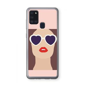 CaseCompany Red lips: Samsung Galaxy A21s Transparant Hoesje