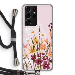 CaseCompany Painted wildflowers: Samsung Galaxy S21 Ultra Transparant Hoesje met koord