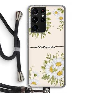 CaseCompany Daisies: Samsung Galaxy S21 Ultra Transparant Hoesje met koord