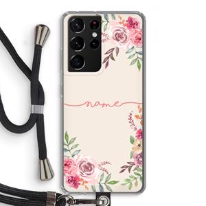 CaseCompany Rozen: Samsung Galaxy S21 Ultra Transparant Hoesje met koord