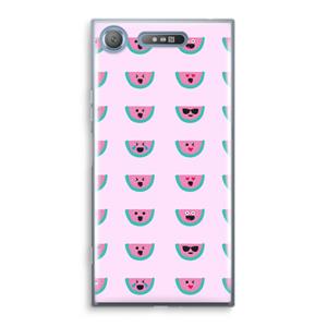 CaseCompany Smiley watermeloenprint: Sony Xperia XZ1 Transparant Hoesje