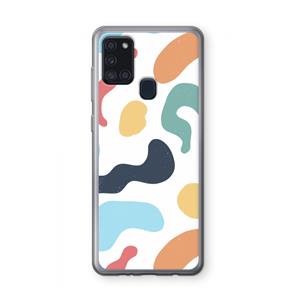 CaseCompany Memphis Shapes Blue: Samsung Galaxy A21s Transparant Hoesje