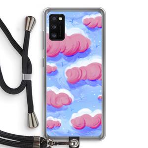 CaseCompany Roze wolken met vogels: Samsung Galaxy A41 Transparant Hoesje met koord