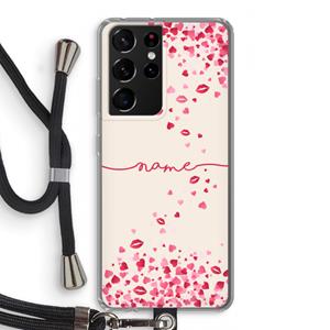 CaseCompany Hartjes en kusjes: Samsung Galaxy S21 Ultra Transparant Hoesje met koord