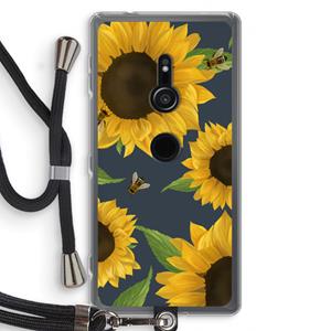 CaseCompany Sunflower and bees: Sony Xperia XZ2 Transparant Hoesje met koord