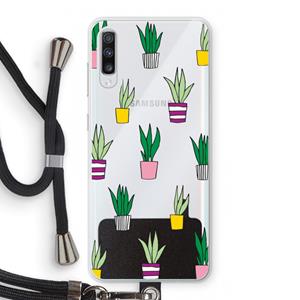 CaseCompany Sanseveria: Samsung Galaxy A70 Transparant Hoesje met koord