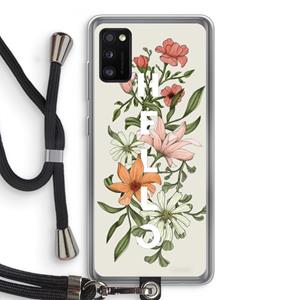 CaseCompany Hello bloemen: Samsung Galaxy A41 Transparant Hoesje met koord