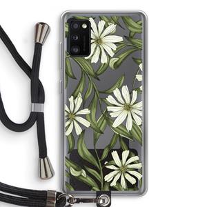 CaseCompany Wit bloemenpatroon: Samsung Galaxy A41 Transparant Hoesje met koord