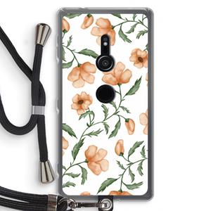 CaseCompany Peachy flowers: Sony Xperia XZ2 Transparant Hoesje met koord