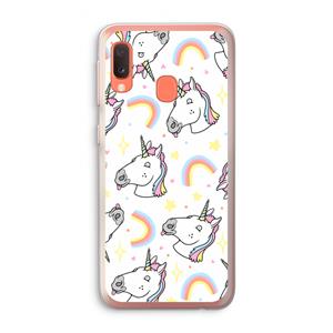 CaseCompany Rainbow Unicorn: Samsung Galaxy A20e Transparant Hoesje