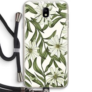 CaseCompany Wit bloemenpatroon: Samsung Galaxy J7 (2017) Transparant Hoesje met koord